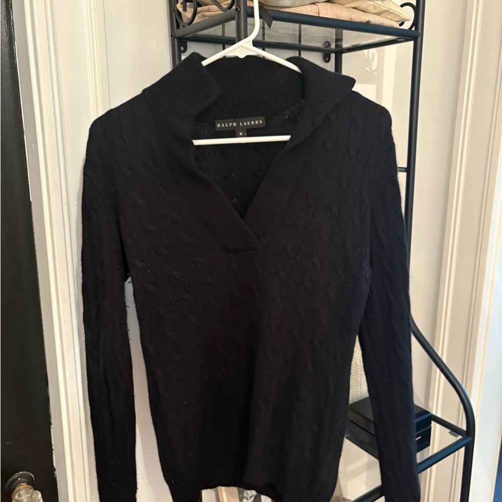Ralph Lauren Black Label V-Neck Cashmere Sweater - Black